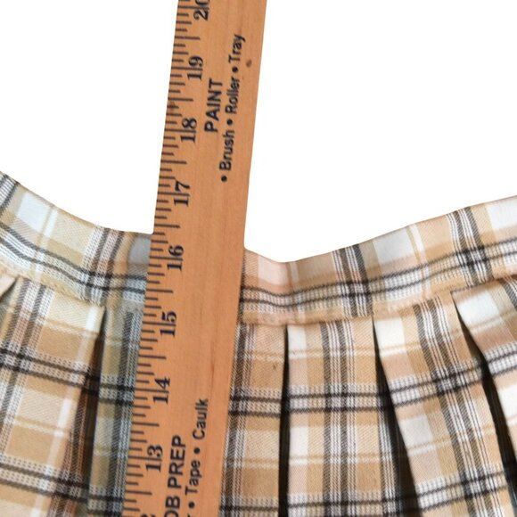 Tan Plaid Pleated Skirt Size XS Soft Academia Preppy Mini Y2K Coquette - Picture 7 of 7